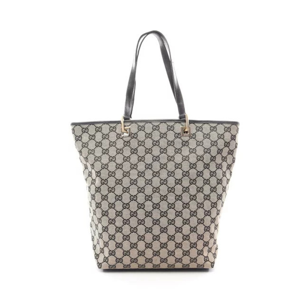 Gucci GG Canvas Tote Bag Leather Beige Cream Black
